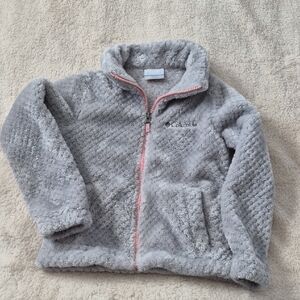 Columbia Soft Gray Fleece with Pink Trim